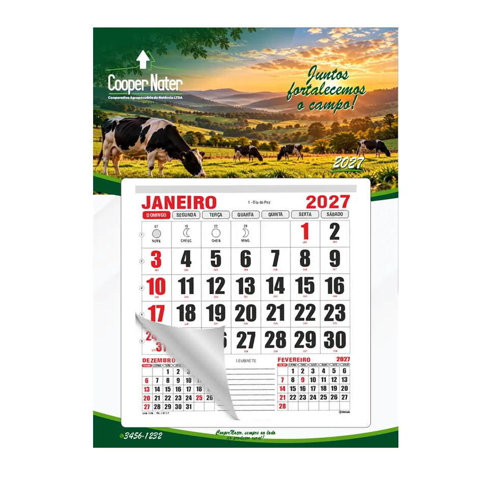 Calendário Mini Comercial Personalizado com Bloco