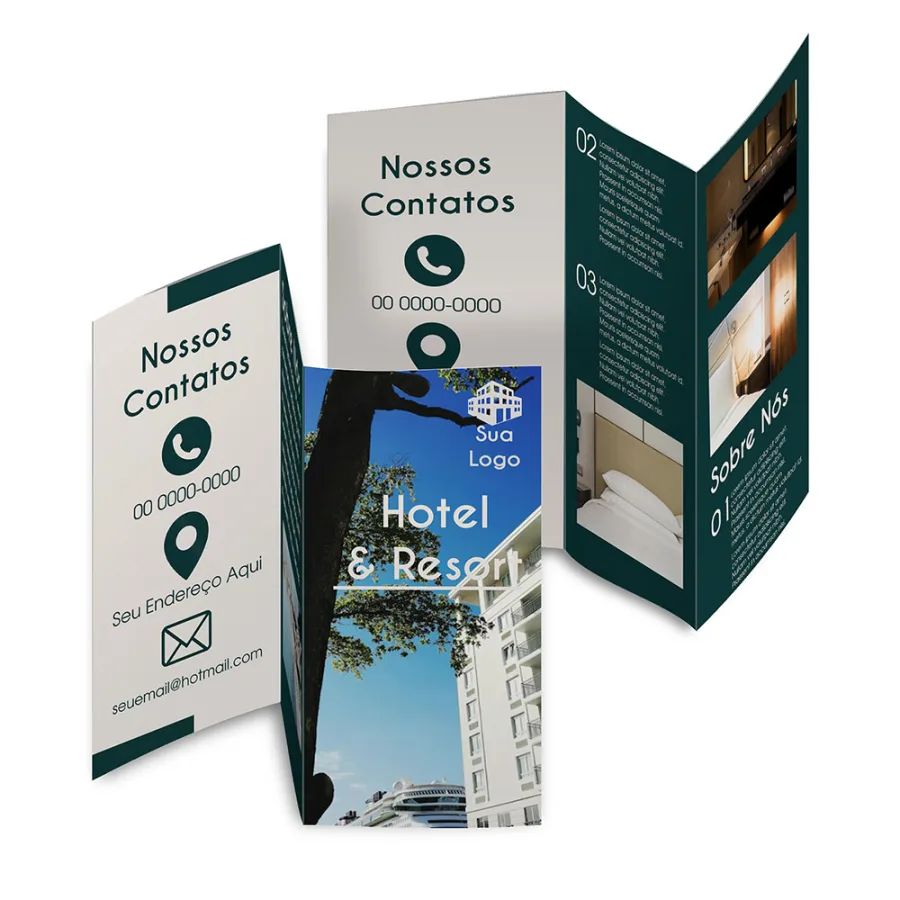 Folder e Mala Direta 2 Dobras couche 90g sem verniz